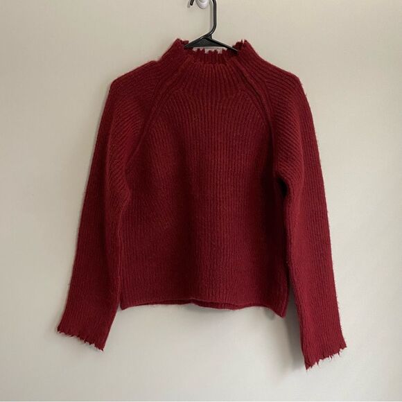 FAVORITE DAUGHTER The Oma Wool-blend Mock Neck Sweater In Red - Picture 1 of 6